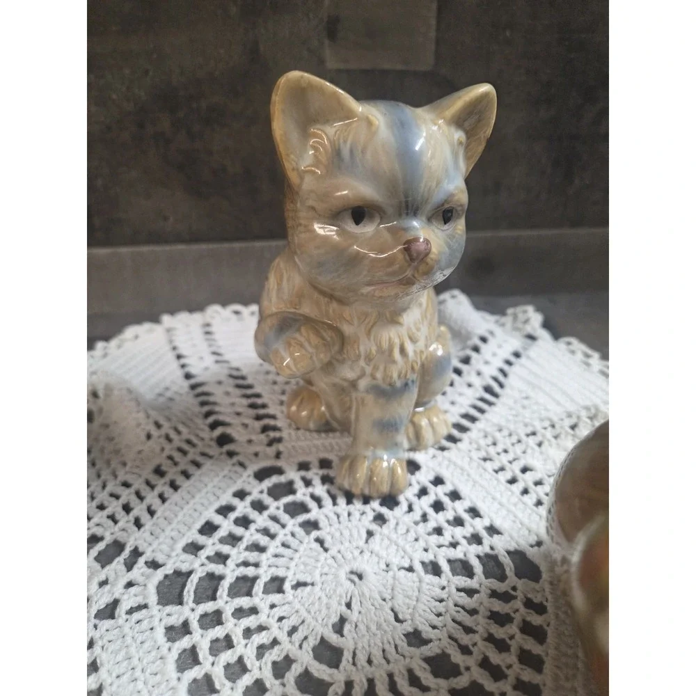 Vintage Cat Figurines Striped Great Faces Ceramic Tabbies Set of 3